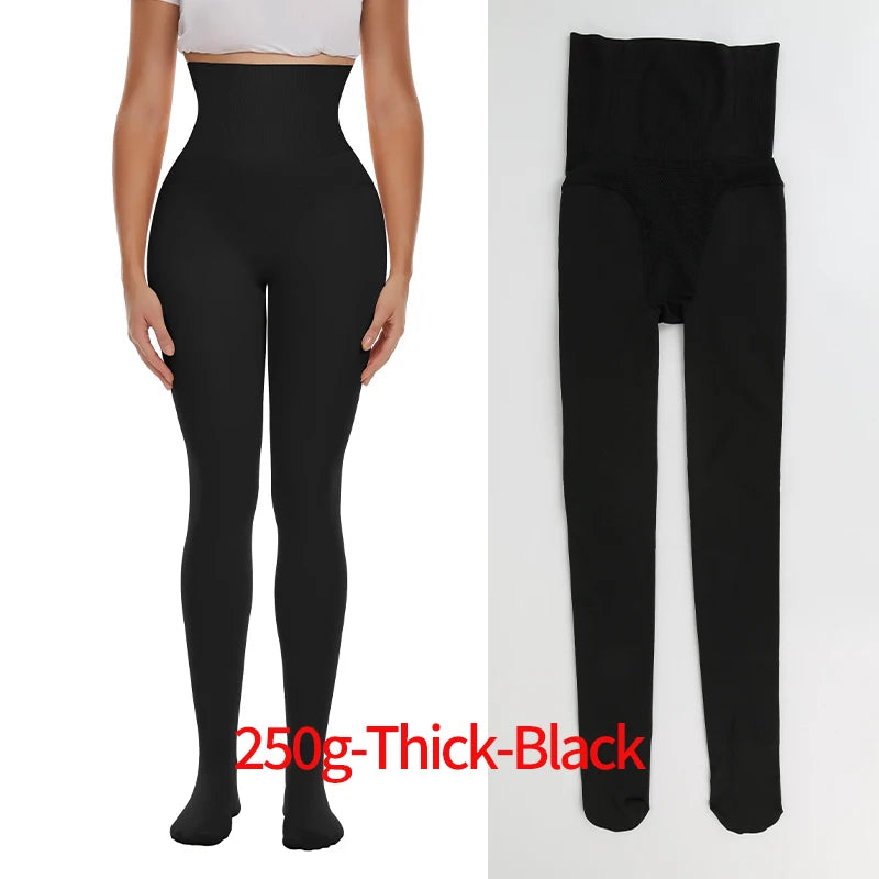 Fleece Tights Autumn Winter Woman Pantyhose Translucent Wool Sock Pants Stocking Fleece Lined Tights Thermal Legging Fake