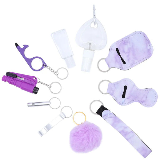 10pcs/Set Self Defense For Women Safety Keychain,Window Breaker Spray bottle Lipstick holder Keychain Accessories For Women ﻿