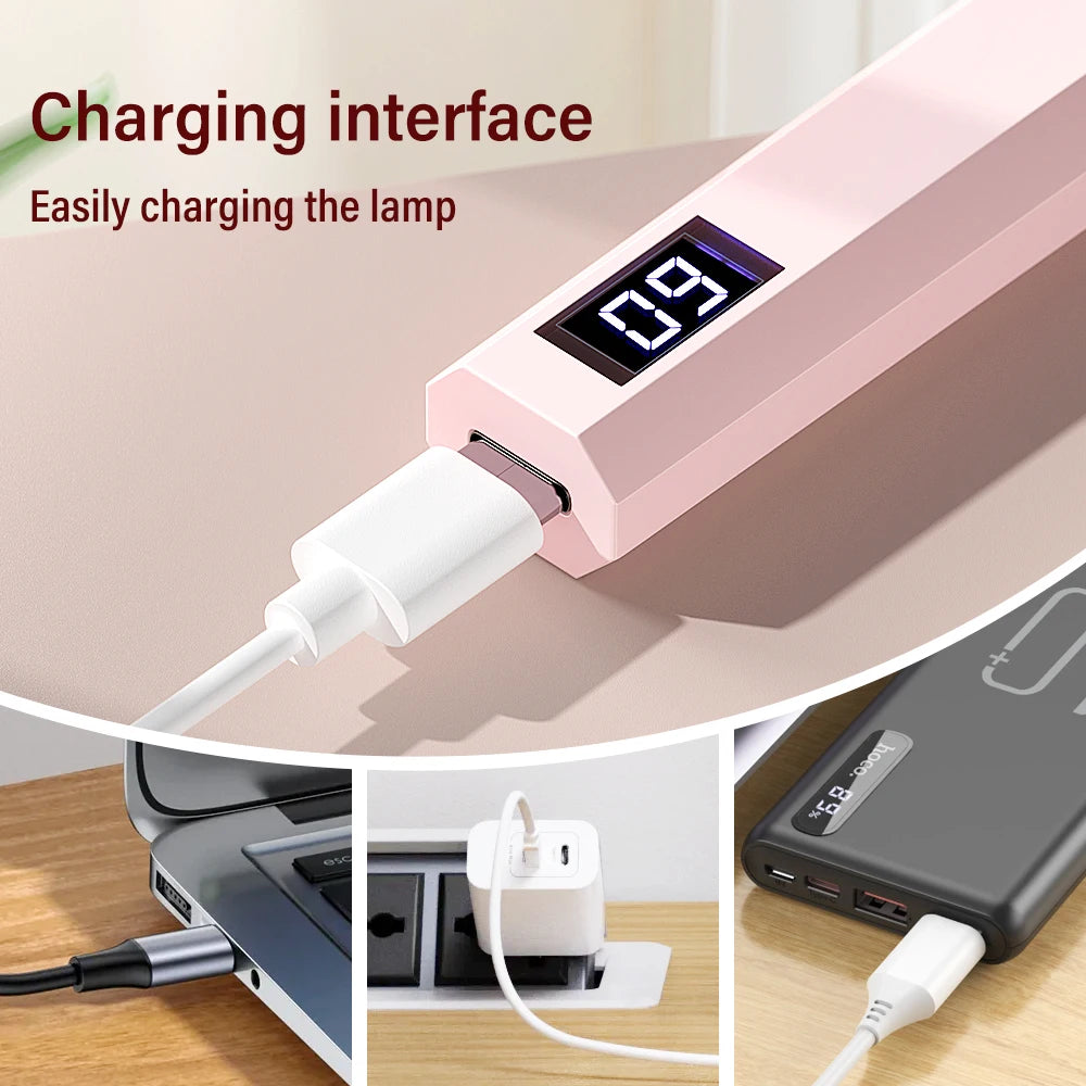 Timing Display Portable Handheld Mini Nail Lamp Family Quick Dry Flashlight Pen Chargeable Nail Dryer Machine Uv Led Nail Lamp