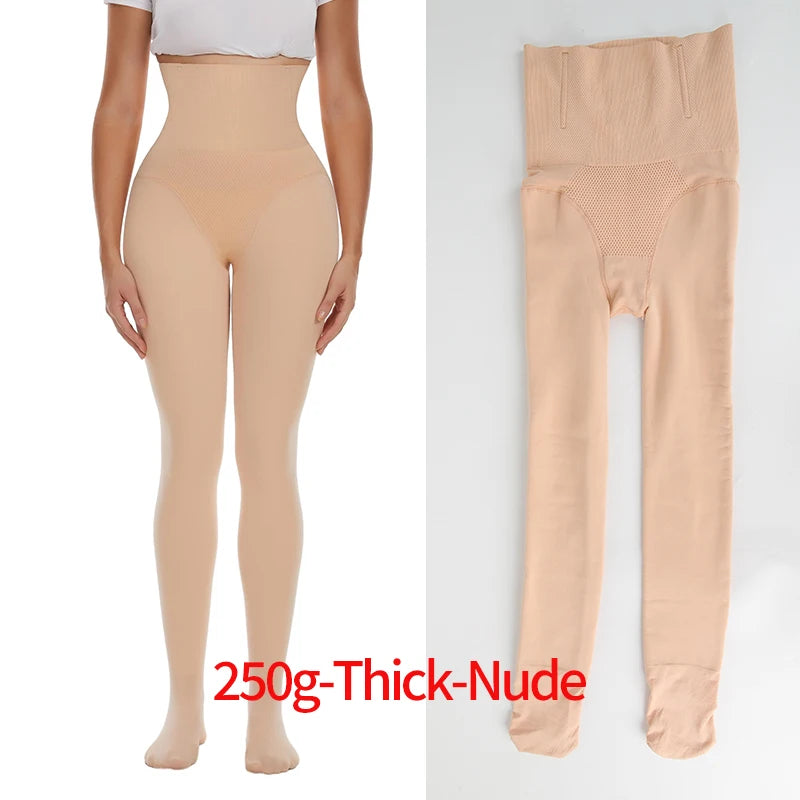 Fleece Tights Autumn Winter Woman Pantyhose Translucent Wool Sock Pants Stocking Fleece Lined Tights Thermal Legging Fake