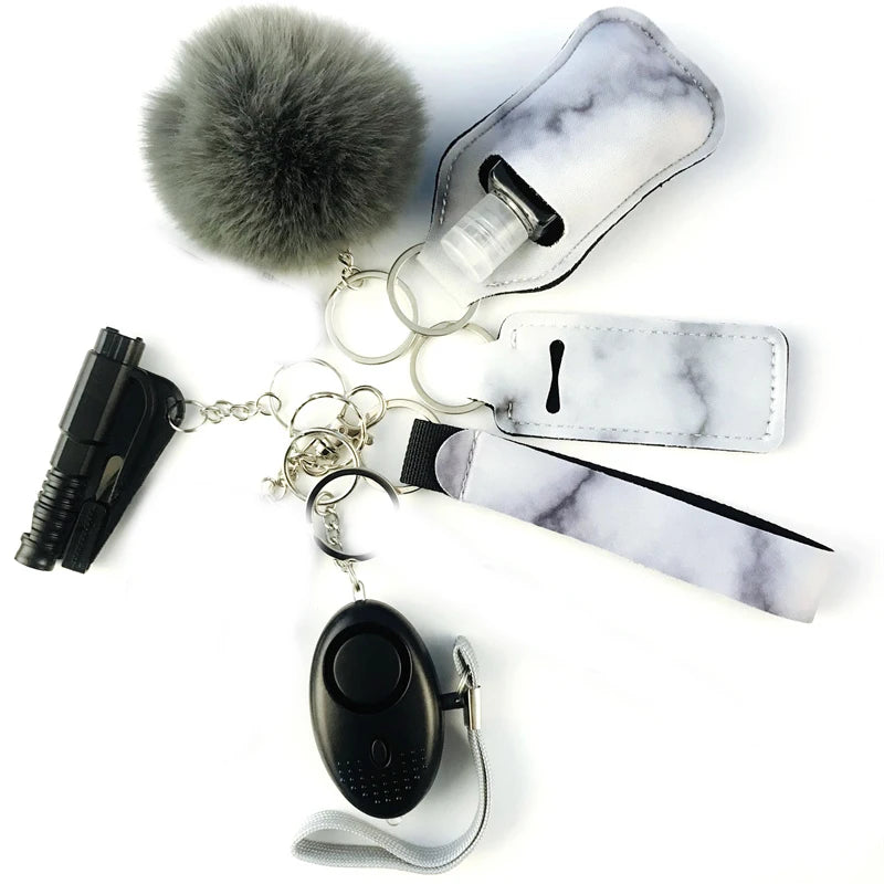 10Pcs Girl Security Self Defense Keychain Protection Personal Defensive Alarm Key chain Accessories Women Product