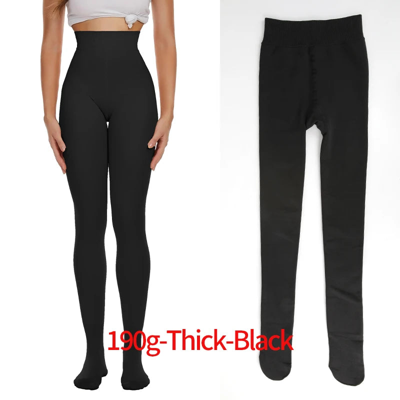 Fleece Tights Autumn Winter Woman Pantyhose Translucent Wool Sock Pants Stocking Fleece Lined Tights Thermal Legging Fake